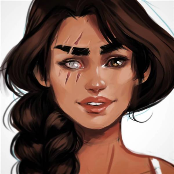 دختر زیبا صورت زخمی نقاشی دیجیتال