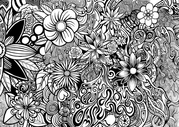 نقاشی دیجیتال ماندالا گل سیاه سفید
