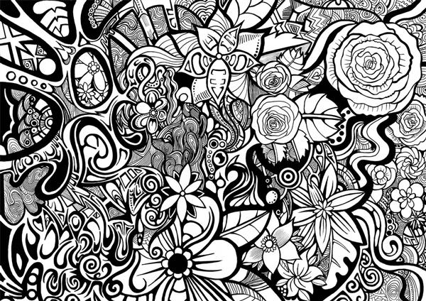نقاشی دیجیتال ماندالا سیاه سفید