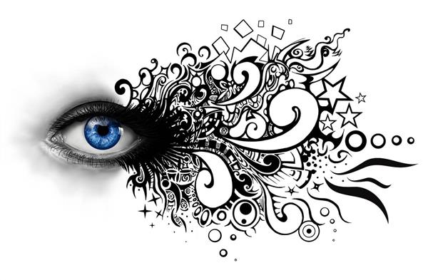 چشم آبی سایه طراحی نقاشی دیجیتال