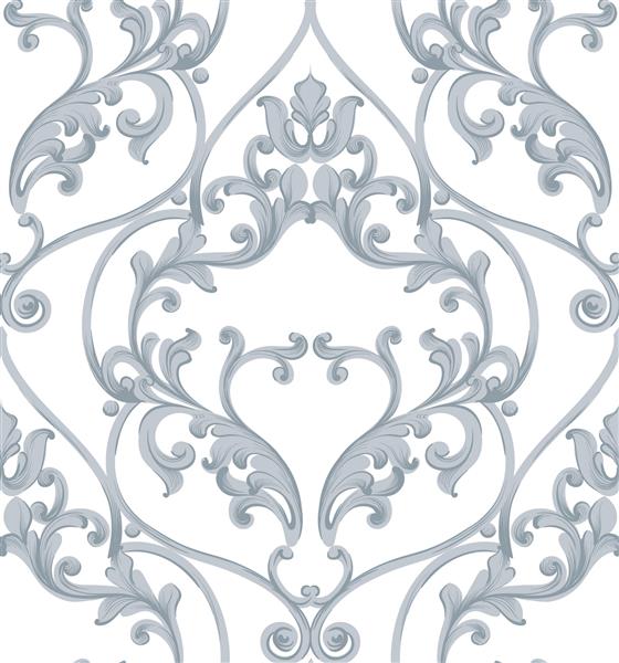 وکتور الگوی بافت باروک تزیین تزئین کاغذ دیواری لوکس پارچه پارچه کاشی رنگهای خاکستری
