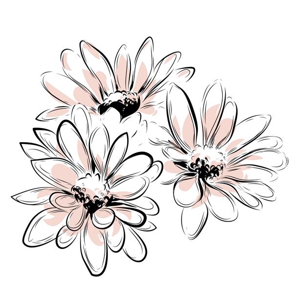 طرح نقاشی وکتور جوهر سیاه و سفید زیبا و انتزاعی تصویر گیاهی برای طراحی پس زمینه کارت مدرن چاپ مد
