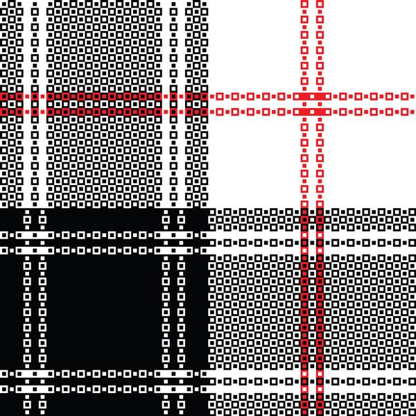 برای چاپ پارچه وکتور الگوی چهارخانه تارتان اسکاتلندی را به صورت مشکی سفید و قرمز بررسی کنید