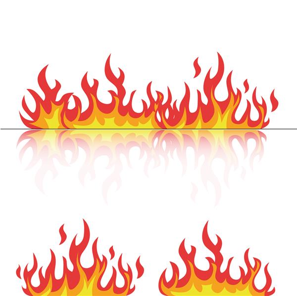 شعله های آتش با تأمل در تصویر وکتور سفید تنظیم شده است