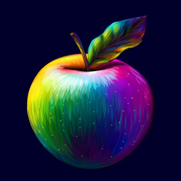 سیب تصویری انتزاعی چند رنگ و پاپ آرت از یک اپل