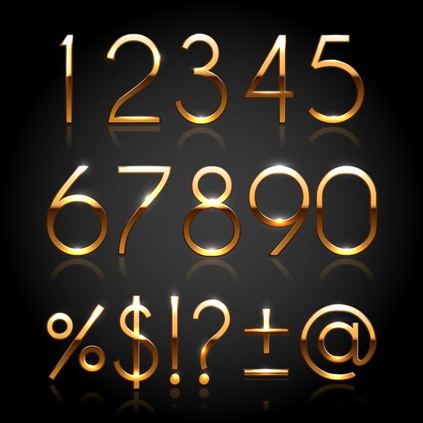 مجموعه ارقام و نمادهای طلایی -