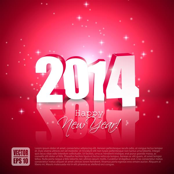 سال نو مبارک 2014 - پس زمینه وکتور با شماره های سه بعدی