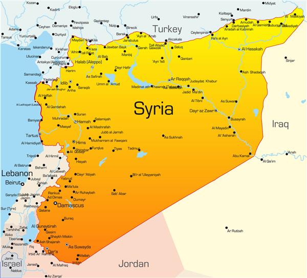 خلاصه نقشه رنگی کشور سوریه