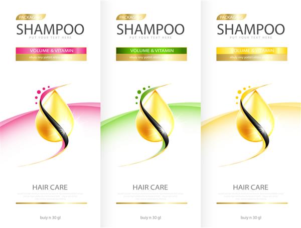 طراحی مراقبت از مو شامپو لوازم آرایشی برای طراحی اثرات محافظت و درخشندگی و درخشندگی مو در درخشنده تصویر برداری