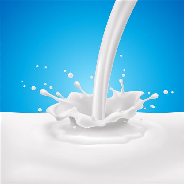 تصویر ریختن شیر با پاشیده در برابر زمینه آبی