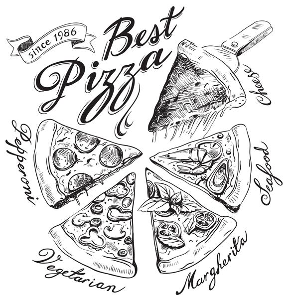 تصویر طراحی دستی پیتزا
