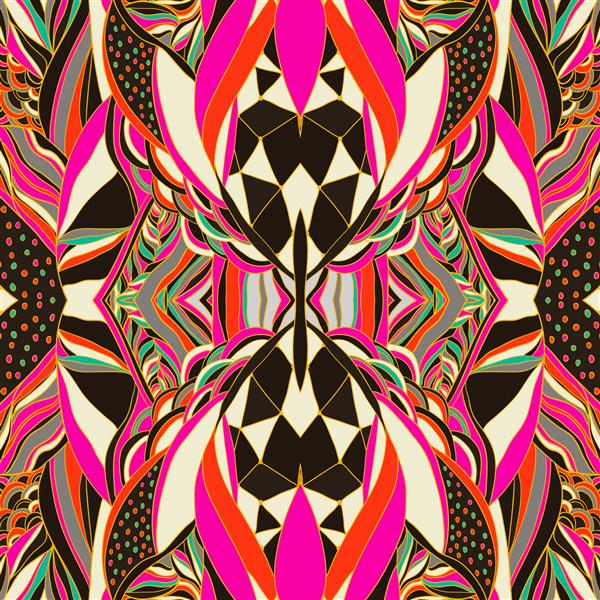 باندنی پیسلی زینتی سنتی زمینه کشیده شده با دست با الگوی هنری رنگ های روشن الگوی یکپارچه را می توان برای تصویر زمینه پر کردن پس زمینه استفاده کرد
