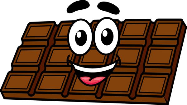 شخصیت شکلات کارتونی با چهره چشم دهان و لبخند جدا شده روی پس زمینه سفید مناسب برای طراحی کافه آب نبات و غذا