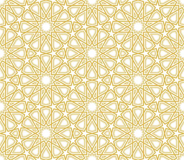 خطوط طلایی الگوی ستاره اسلامی با زمینه سفید
