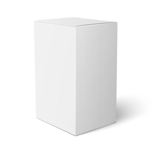 کاغذ خالی یا الگوی جعبه مقوایی که روی زمینه سفید ایستاده است مجموعه بسته بندی تصویر برداری