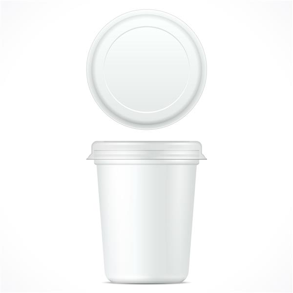 ظرف سطل وان پلاستیکی برای دسر ماست بستنی خامه یا میان وعده وکتور بسته بندی محصولات