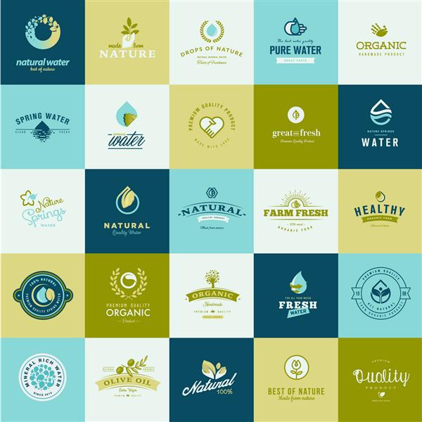مجموعه ای از نمادهای طراحی مسطح برای طبیعت غذا و نوشیدنی