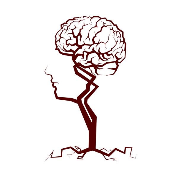 تاج انتزاعی شکل درخت سر و مغز انسان تصویر برداری