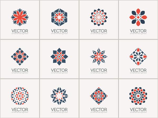 مجموعه الگوی هندسی نمادهای زینتی وکتور
