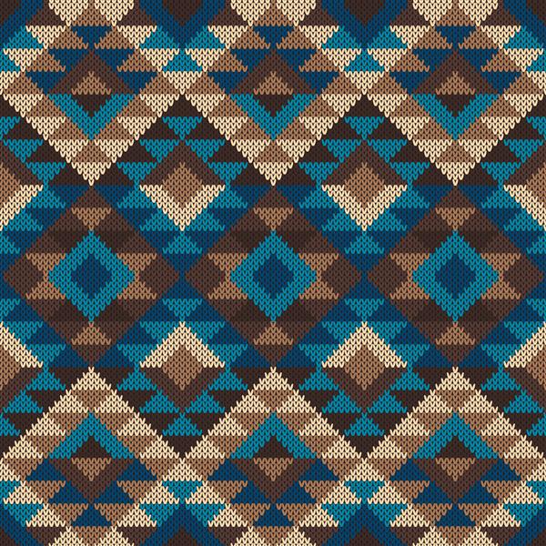 الگوی سنتی بدون درز آزتک قبیله ای بر روی بافت بافتنی پشم