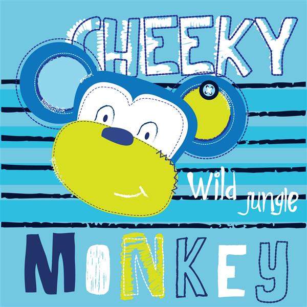 کارتون میمون بی پروا تصویر وکتور از طرح تی شرت