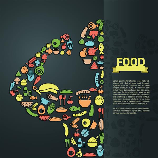 نماد غذای انسانی در طراحی طرح پس زمینه اینفوگرافیک ایجاد شده توسط بردار