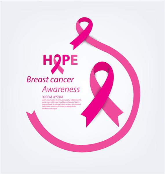 مفهوم مراقبت های بهداشتی و پزشکی تصویر وکتور از روبان آگاهی از سرطان پستان صورتی