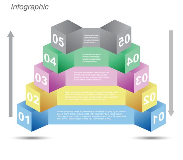 الگوهای طراحی گرافیکی اطلاعاتی به صورت یک جعبه سه بعدی ایده ای برای نمایش رتبه بندی و آمار