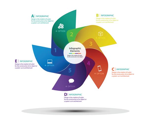 توربین طراحی وکتور برای اینفوگرافیک مفهوم گام الگوی نمودار دوچرخه سواری نمودار ارائه گزینه های تعداد گزینه های افزایش طراحی وب و نمودار دور 5 گزینه