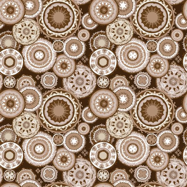 الگوی قهوه چکیده مراکش پس زمینه وکتور یکپارچه با تزئینات دایره شرقی برای طراحی داخلی