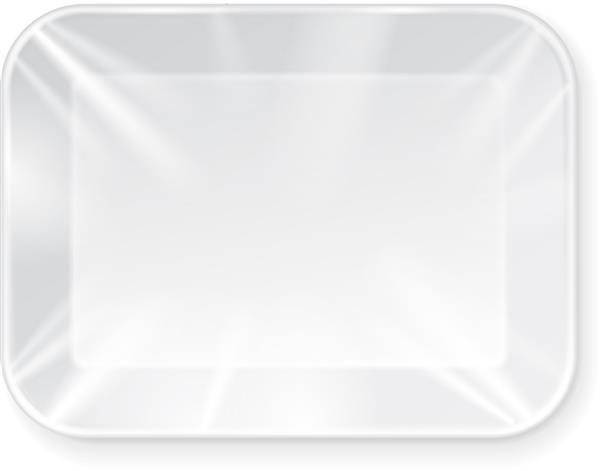 ظرف سینی پلاستیکی پلاستیکی فوم خالی سفید تصویر جدا شده روی پس زمینه سفید الگوی ساختگی آماده برای طراحی شما بردار