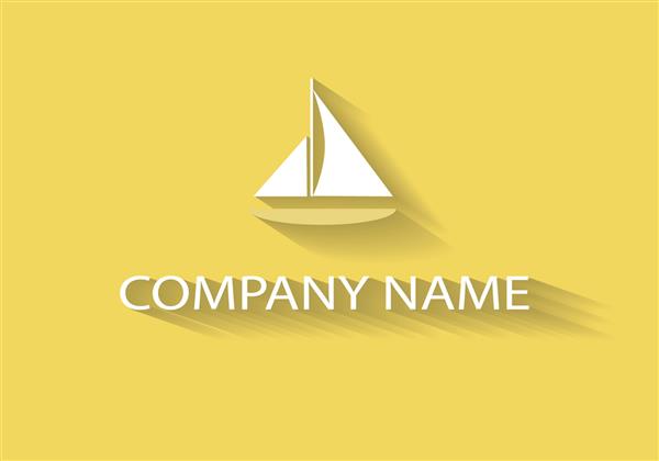 کرم وکتور قایق بادبانی لوگو با حروف سفید برای مشاغل و شرکت ها