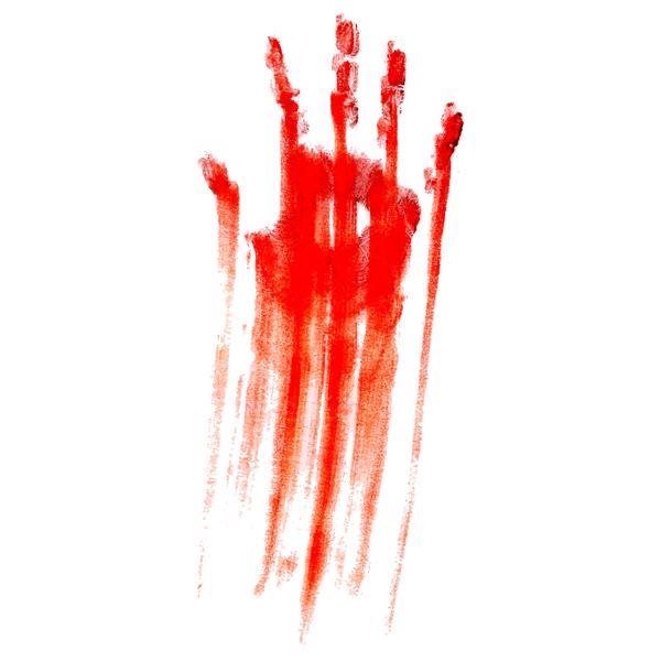 اثر دستی قرمز خونین روی زمینه سفید