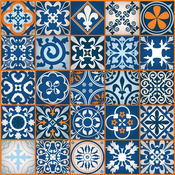 تصویر وکتور از کاشی های مراکش الگوی یکپارچه برای طراحی وب سایت پس زمینه بنر عنصر برای کاغذ دیواری یا پارچه الگوی بافت زینت قرون وسطی