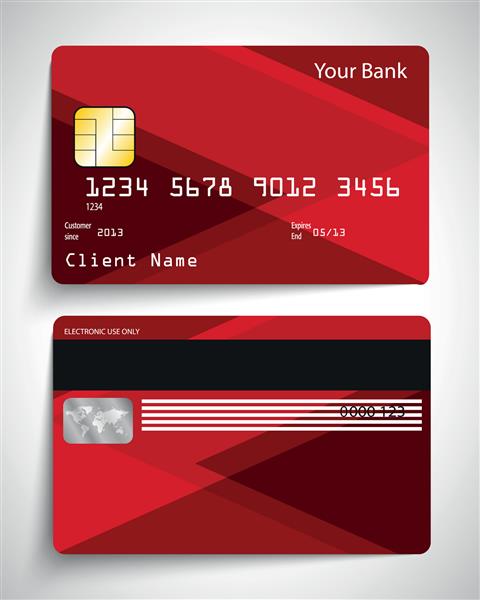 کارت اعتباری انتزاعی واقع گرایانه قرمز مدرن