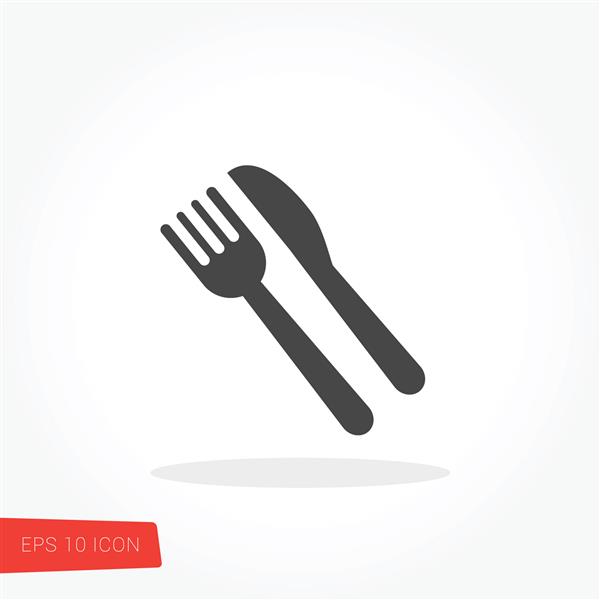 نماد موبایل تختخواب خوراکی غذا چنگال و چاقو وکتور علامت نماد دکمه عنصر شبح
