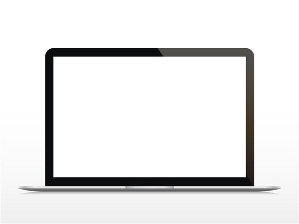 لپ تاپ باز واقع بینانه با صفحه خالی که روی زمینه سفید قرار دارد تصویر برداری