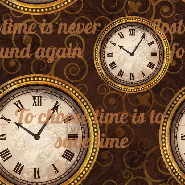 ساعتهای گرد ساعت طلای عتیقه یکپارچه با کتیبه ها انتخاب زمان به معنای صرفه جویی در وقت است زمان از دست رفته دیگر هرگز پیدا نمی شود