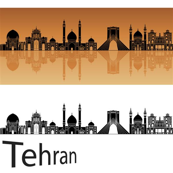آسمان تهران در پس زمینه نارنجی در فایل وکتور قابل ویرایش