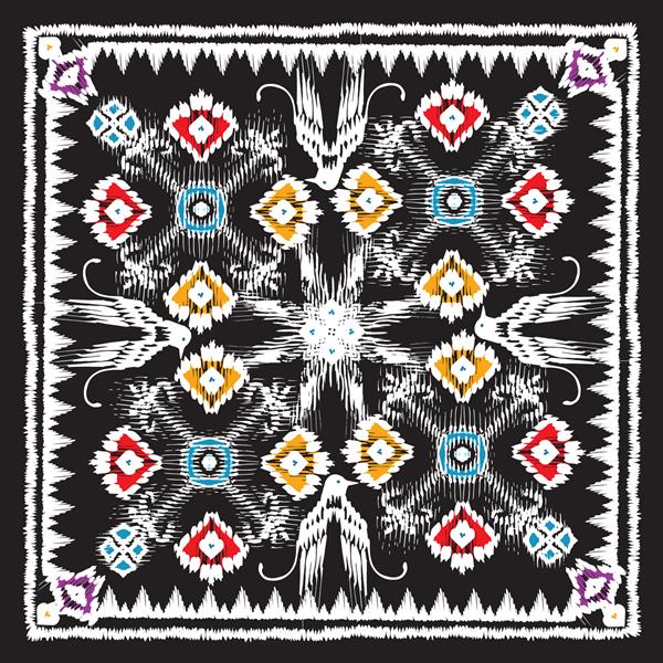 فرش شرقی سنتی به سبک قومی تنوع مدرن الگوی سنتی سازگاری برای تزئین پارچه پارچه فرش یا کاشی جذاب شیک boho فرهنگ آسیای شرقی