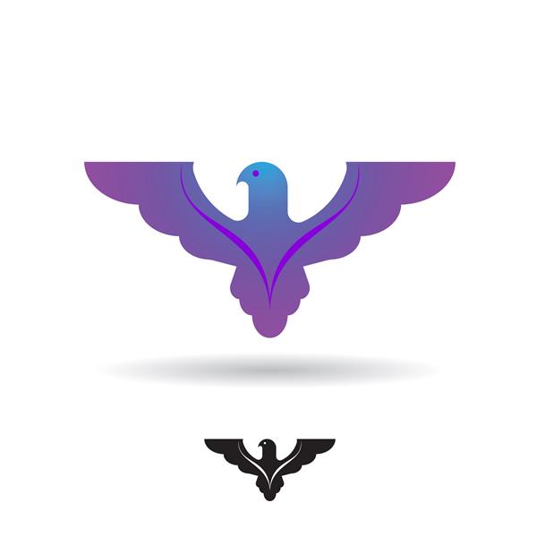 طرح وکتور لوگوی انتزاعی پرنده زیبا
