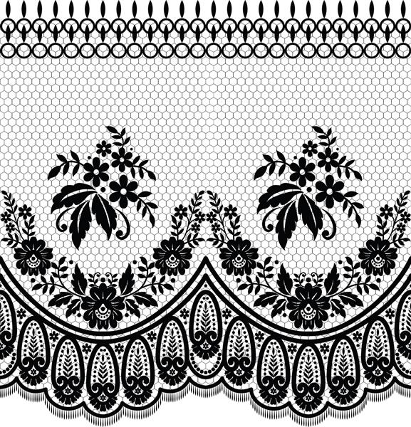 الگوی سیاه و سفید توری بدون رنگ با گلهایی در زمینه سفید