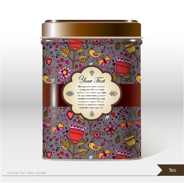جعبه وکتور همراه با متن برای متن شما بسته بندی محصول را طراحی کنید چای قهوه محصولات خشک