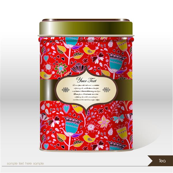 جعبه وکتور همراه با متن برای متن شما بسته بندی محصول را طراحی کنید چای قهوه محصولات خشک