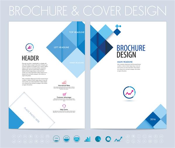 بروشور تجاری الگوی طرح و بروشور و طرح کتابچه با مربع و چند ضلعی تصویر برداری
