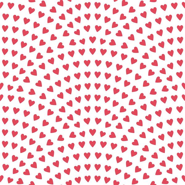 وکتور الگوی موجدار یکپارچه انتزاعی با طرح مقیاس ماهی هندسی قلب های تلطیف صورتی قرمز بر روی زمینه سفید روشن فن به شکل زینت روز ولنتاین است دکوراسیون تعطیلات کاغذ کادو