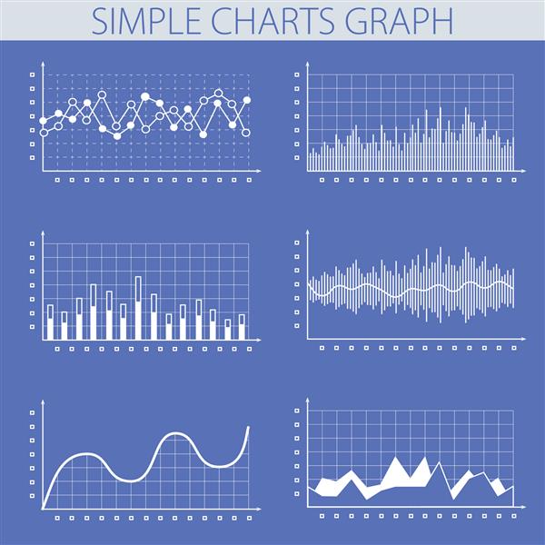 تصویر وکتور ساده با نمودارها و نمودارها برای تجسم ارائه و پردازش داده ها