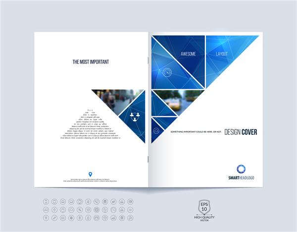 طرح قالب بروشور گزارش سالانه طرح جلد مجله بروشور یا کتابچه در A4 با اشکال هندسی مثلثی شکل پویا در زمینه چند ضلعی تصویر برداری