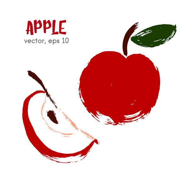تصویر میوه ای طرح دار سیب ماده غذایی برس کشیده شده با دست نماد وکتور زیست و محیط زیست الگوی طراحی آرم مفهومی برای محصولات ارگانیک برداشت غذای سالم گیاهخواری رژیم غذایی غذایی خام