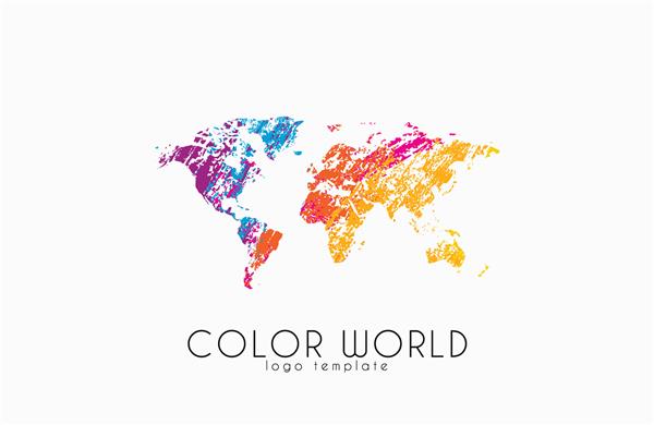 آرم نقشه جهان آرم جهانی دنیای رنگ آرم خلاقانه طراحی آرم سفر